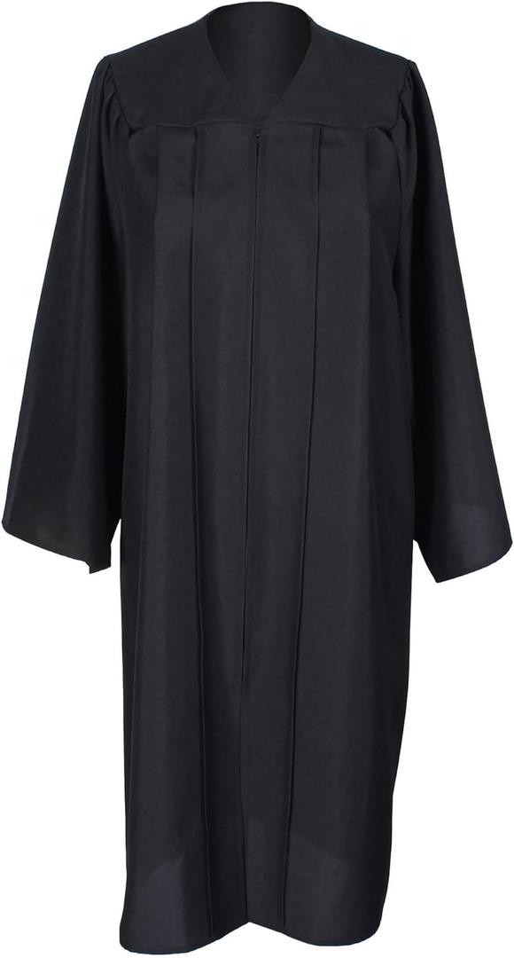 MyGradDay Unisex Matte choir robes for church Baptism Officiant Confirmation Costume,Graduation Gown Pastor & Judges Robe (57, Black)