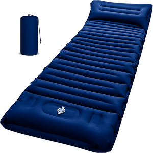 Sleeping Pad for Camping, Inflatable Camping Mattress with Built-in Foot Pump for Backpacking, Hiking, Traveling, Blue