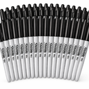 Sharpie Retractable Permanent Markers, Fine Tip, Black, 40 Count - Desk, Classroom, Office Supplies