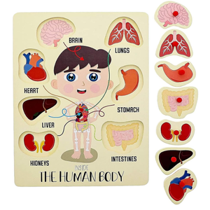 Blue Panda  Wooden Peg Puzzle Toy - Human Body Parts Anatomy Puzzle for Kids