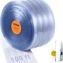 VEVOR Strip Curtain, 100' Length x 12" Width x 0.12" Thickness, Clear Ribbed PVC Curtain Strip Door Bulk Roll, Plastic Door Strips for Doorway of Supermarket, Garage, Warehouse, Barn, Pet Animal House