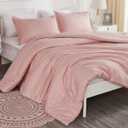 Litanika Pink Comforter Set King Size, 3 Pieces Blush Plain Bedding Comforter Set, All Season Bed Set (90x90In Comforter & 2 Pillowcases)