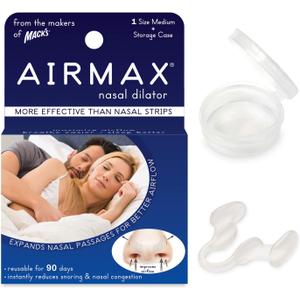 AIRMAX Nasal Dilator for Better Sleep - Natural, Comfortable, Anti Snoring Device, Snoring Solution for Maximum Airflow and Easier Breathing (Medium - Clear) (Medium (Pack of 1))