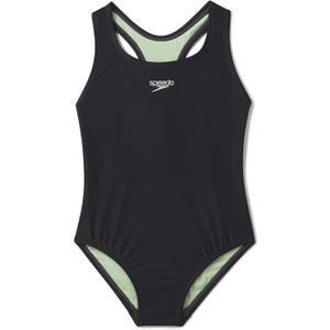 Speedo Girl's Swimsuit One Piece Closed Racerback (8, 2023 Anthracite)