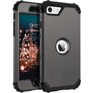 BENTOBEN for iPhone SE 2022 Case and Phone Case iPhone SE 2020, Heavy Duty 3 in 1 Full Body Rugged Shockproof Hybrid Hard PC Soft Rubber Bumper Drop Protective Girl Women Boy Men iPhone Cover,Gunmetal