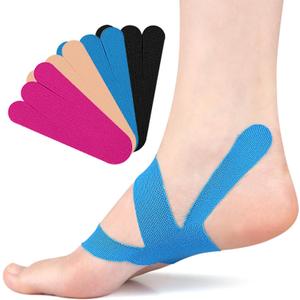 Precut Kinesiology Tape, 20 PCS Waterproof Breathable Foot Plantar Fasciitis Pain Relief Strips Athletic Tapes, Elastic Sports Joints Support Muscle Tape for Feet Arch Ankle Hands Carpal Tunnel