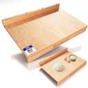 Wooden Pastry Board, Cutting Board with Counter Edge, Reversible Kneading Board for Rolling Dough Bread, Chopping Board with Lip 24X 15.8 in (bamboo D)