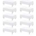 Fixwal 10 Pack White Rectangular Tablecloths, 70 x 120 Inch Polyester Fabric, Table Covers for Party, Banquet, Dining, Wedding, Graduation