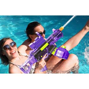 Electric Water Gun for Adults & Kids, Automatic Squirt Guns with 32Ft Long Range, 300 Water Shots, LED Light, Summer Outdoor Swimming Pool Water Toys, Purple