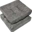 Wellsin Chair Cushions for Dining Chairs, Kitchen Chair Cushions Set of 2, Tufted Chair Pads with Non-Slip Bottom, 16" x 16", Dark Gray