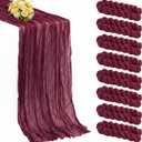 8 Pack Burgundy Valentine's Day Cheesecloth Table Runner 21x120 Inch Wine Red Gauze Reusable Polyester 10ft Boho Rustic Cheese Cloth Table Runner for Wedding Party Baby Shower Birthday