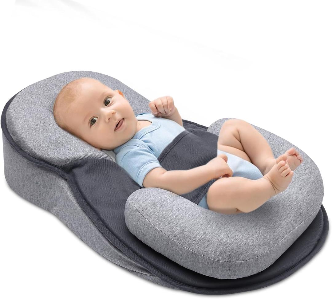 Baby Feeding Support Wedge Pillow, Infant Nursing Cushion with Gentle Incline for Bottle Feeding and Tummy Time, Portable Lounger Support