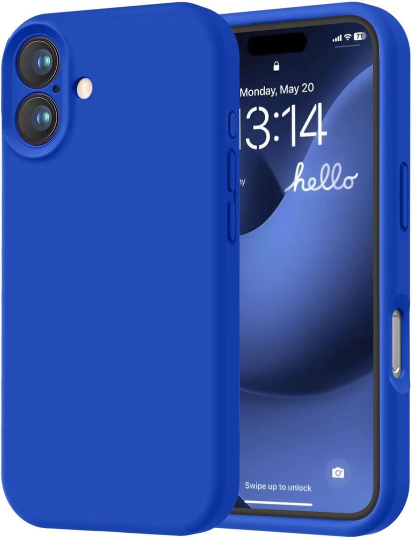 LOVE 3000 Designed for iPhone 16 Case, Premium Silicone with [Soft Anti-Scratch Microfiber Lining] Shockproof Protective Phone Case for Men Women Girls 6.1", Klein Blue