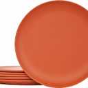 TP 10" Plate Set, 6-Piece Melamine Round Dinner Plates, Unbreakable Weighty Serving Dishes for Home, Outdoor Party, Restaurants, Orange