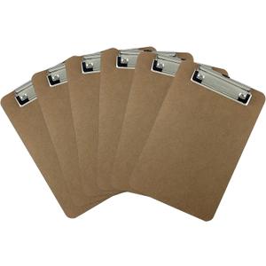 Trade Quest Memo Size 6'' x 9'' Clipboard Low Profile Clip Hardboard (Pack of 6)