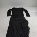 BORIFLORS Women's Bodycon Ruched Mesh Long Sleeve Maxi Dress Mermaid Ruffle Formal Cocktail Party Long Dresses (Medium, Black)