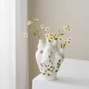 Irregular Heart Ceramic Vase, Aesthetic Vintage Floral Vase,Suitable for Dried Flower,Distinctive Decoration for Home Decor, Table, Living Room, Bookshelf