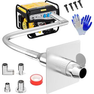 2026 Upgraded Generator Exhaust Extension Silencer kit with Three Universal Adapters, Through-Wall Mounting Plate – Reduces Exhaust Noise By 52%, Universal Fit for Most Portable Generators