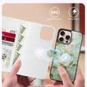 LUHOURI for iPhone 16 Pro Case Wallet - Wireless Charging Compatible Detachable Flip Folio Leather Cover - RFID Blocking 4 Card Slots - Protective Phone Case for Women - Vintage Magnolia Flowers