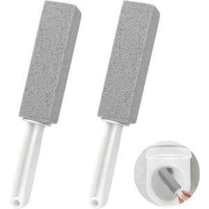 2 Pack Pumice Cleaning Stone with Handle, Toilet Bowl Cleaner Toilet Brush with Non-Slip Long Plastic Handle for Kitchen/Bath/Pool/Household Cleaning