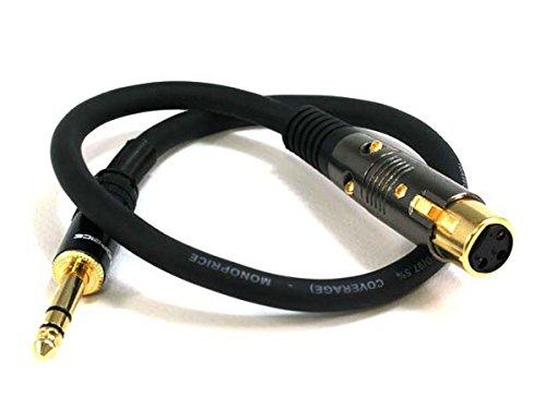 Monoprice 104767 1.5-Feet Premier Series XLR Female to 1/4-Inch TRS Male 16AWG Cable gold