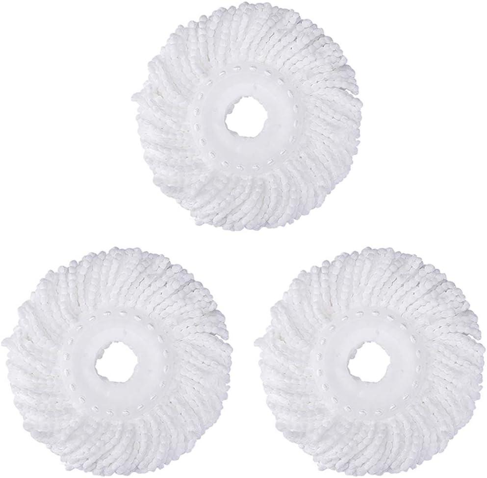 3 Pack Mop Head Replacement Spin Mop Replacement Head Microfiber Spin Mop Refills Easy Cleaning Round Shape Standard Size, 3 Pack-white
