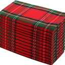 COTTON CRAFT Christmas Tartan Plaid Napkins -12 Pack 100% Cotton Cloth Napkins - Xmas Holiday Lunch Brunch Dinner Party Festive Celebration - Paperless Reusable Washable Table Napkin -17x17 Red Green