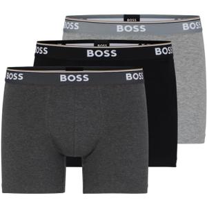 BOSS Men's Stretch Cotton Boxer Briefs 3 Pack (XX-Large, Gray/Charcoal/Black)