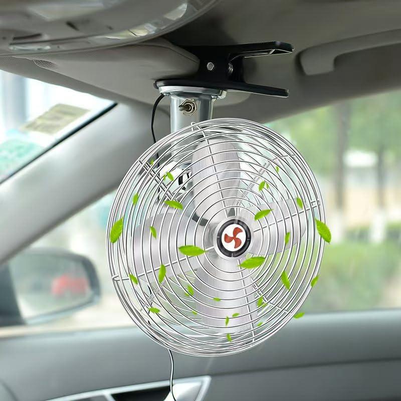 12V 8" 2-Speeds Cigarette Lighter Cooling Fan, All-Metal Fan for RVs, Cars, Trucks, etc.Helps to Circulate the Air in Your .(Cord Length 6FT)