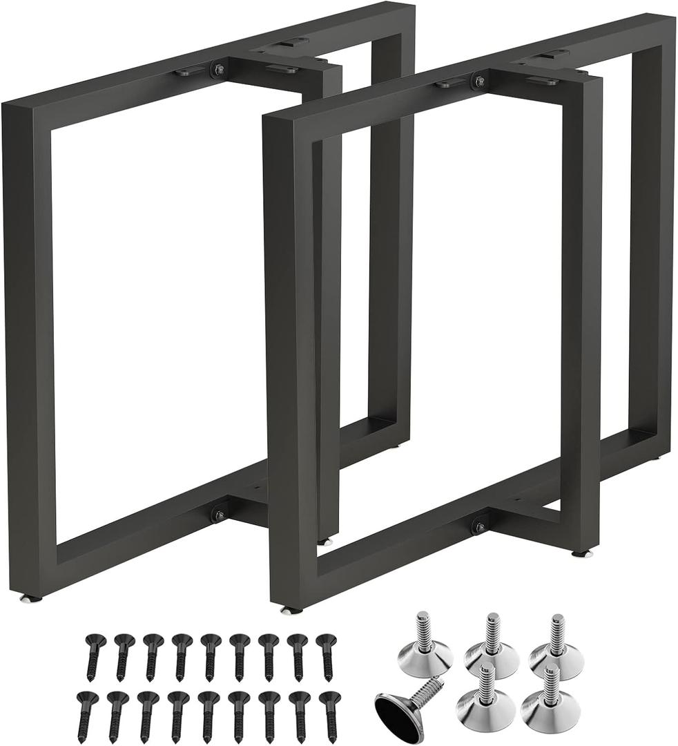 HOMEKAYT Metal Table Legs 28x 35 Heavy Duty T-Shape Desk Legs Industrial Furniture Legs for Dinning, Computer, Office Table (2Pcs) - Black