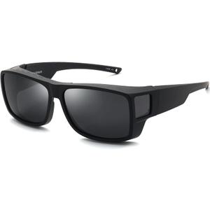 CAXMAN Fit Over Glasses Sunglasses Polarized Wrap Around Sunglasses with Side Window Shields for Full Protection (Matte Black Category 4 Super Dark Lens) CAXMAN Fit Over Glasses Sunglasses Polarized Wrap Around Sunglasses with Side Window Shields for Full Protection (Matte Black Category 4 Super Dark Lens)