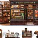 CUTEBEE Book Nook Kit - DIY Miniature House Coffee Shop Dollhouse Kit for Adults, Booknook Tiny House Bookshelf Decor 3D Wooden Puzzle, Gifts for Family, Friends (Corner Coffee Shop)