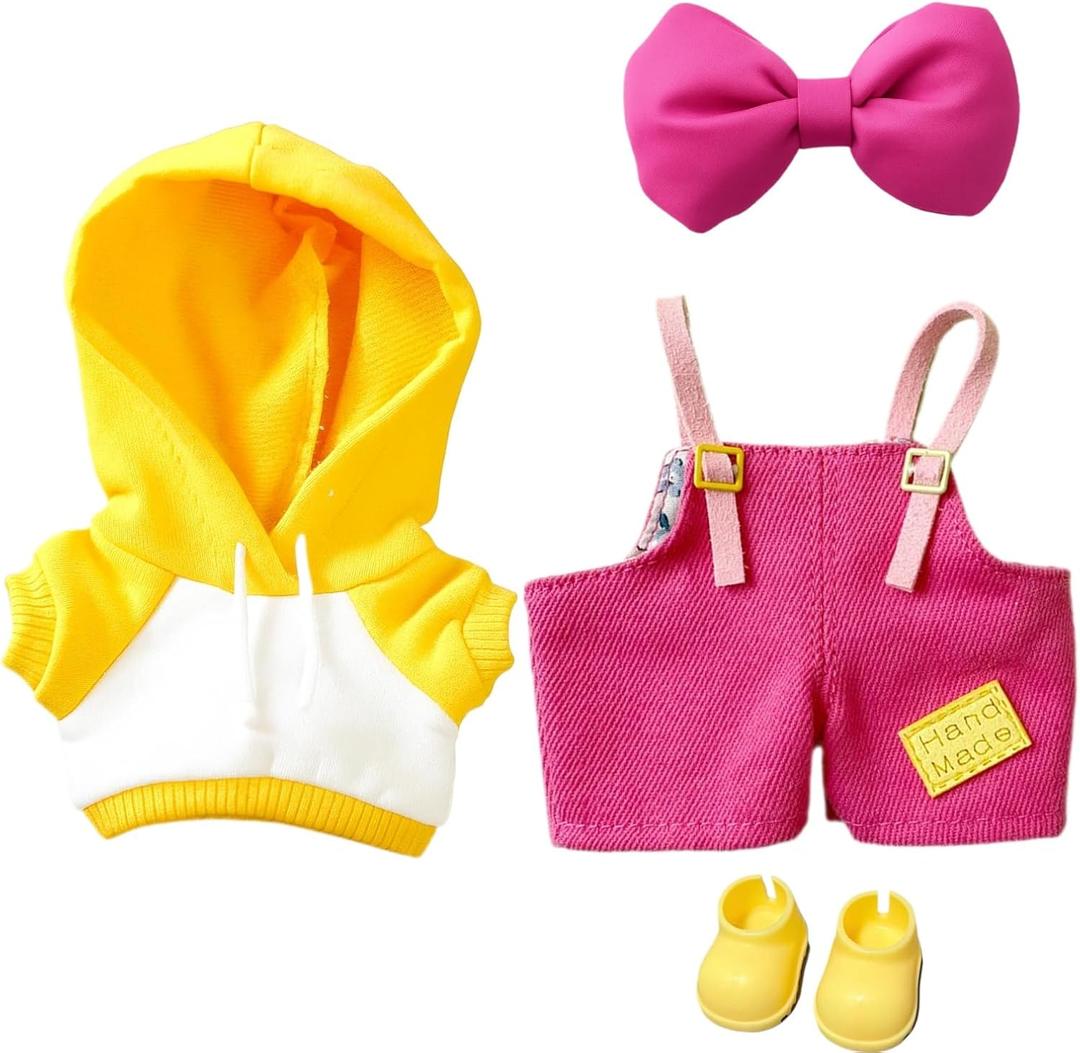 17cm Doll Clothes, Clothes Accessoriesor for 6.7 Inches Doll Clothestop+Vest+Scarf+Shorts+Shoe(Green) (Vibrant Magenta Overalls)