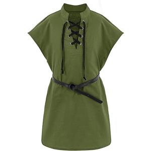 Boys Medieval Pirate Sleeveless Shirts Renaissance Lace Up Cotton Linen Tank Top Gothic Viking Pirate Beach Tunic S