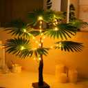 LED Artificial Palm Tree Lights Decorative Table Lamps 3xAA Battery or USB Powered for Summer Party Poolside Indoor Home Fireplace Bedroom Office Decor(23.6Inch/60CM)