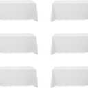 BRILLMAX 6 Pack White Tablecloths 90 x 132 Inch for 6ft Rectangle Tables - 150 GSM Polyester Fabric, Floor Length Drop, Water, Stain & Wrinkle Resistant Cloth Cover for Wedding Reception Banquet