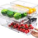 Imncya 4 Pack Fridge Organizer Drawers Bins, Clear Stackable Pull Out Refrigerator Drawer Organizer, Fridge Storage Container with Lids for Fruits, Vegetables, Drinks and Food