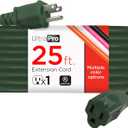 UltraPro Outdoor Extension Cord - 25 Ft, Heavy Duty, UL Certified 3 Prong, 16 AWG 120 VAC, Multipurpose Long Cord, 1 Pack, Green