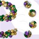 Mardi Gras Wreath for Front Door, 70inch Colourful Balls Decorative Wreath, Mardi Gras Garland for Outdoor Garden Front Door Wall Farmhouse Decor (70inch)