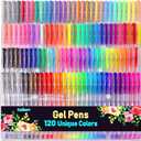 120 Colors Gel Pens, Colored Neon Glitter Pen Set for Coloring Books, 40% More Ink Fine Point, Christmas Trendy Stuff Gifts for Adults Teens Girls Boys Drawing Journaling Scrapbook Art Supplies