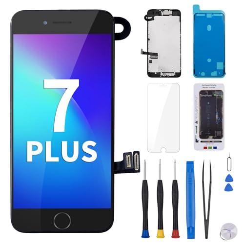 Risidamoy for iPhone 7 Plus Screen Replacement with Home Button 5.5" Black Kit 7plus 3D Touch LCD Display Digitizer Assembly with Front Camera Speaker Sensor Glass Repair Fix Tools A1661 A1784 A1785