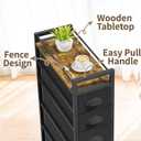 LASZOLA 5 Drawer Narrow Dresser Slim Cabinet Skinny Storage Tower Chest, Ideal for Small Spaces Bathroom, Between Washer and Dryer, Lightweight Mobile on Wheels, Sturdy Fabric Drawers, Black