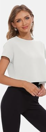 Dalavch Women's Crop Top Short Sleeve Athletic Workout Yoga Running Gym Casual Tees T-Shirts Loose Fit Small