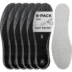 6 Pair Pack Anti Odour Shoe Insoles Set with Odor Eating Charcoal, Shoe Inserts, Kaps Odour Stop