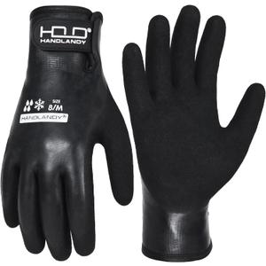AIGEVTURE Waterproof Winter Work Gloves Men,Cold Weather Insulated Work Gloves Thermal Liner Superior Grip Latex Coating Warm for Outdoor Medium (Black)