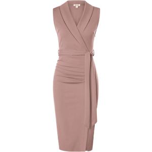 GRACE KARIN Women's Wear to Work Sleeveless Ruched Bodycon Office Pencil Midi Dresses with Belt, Size 8