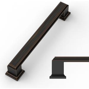 Amerdeco 10 Pack Oil Rubbed Bronze Cabinet Pulls 6.3 Inch(160mm) Hole Center Gold Kitchen Cabinet Handles Cabinet Hardware for Bathroom Drawer Pulls 