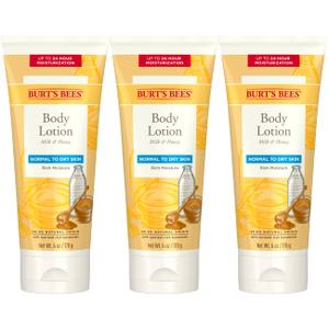 Burts Bees Body Lotion for Normal to Dry Skin with Milk & Honey, 6 Oz, Count of 3