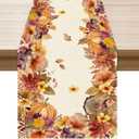 XCHI Fall Color Wild Flowers Watercolor Table Runner Table Decoration for Kitchen Dining Dinner Autumn Home Decor 13x36 Inch