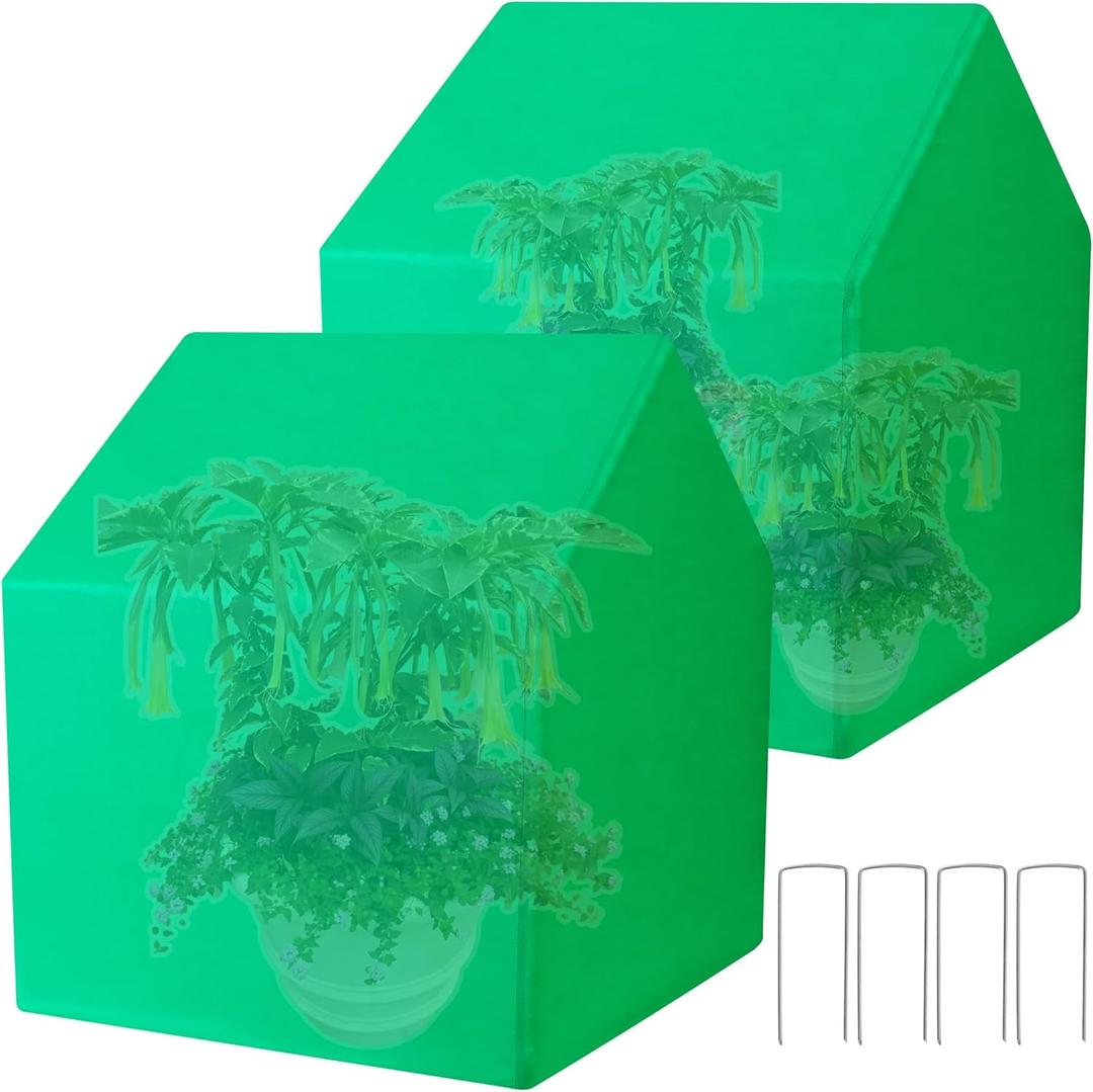 Winter Plant Covers for Freeze Protection Warm Plant Tent Shrub Covers for Winter Frost Protecting Fruit Potted Plants Tree from Freezing and Animals (24*24*28", 2 Pack)